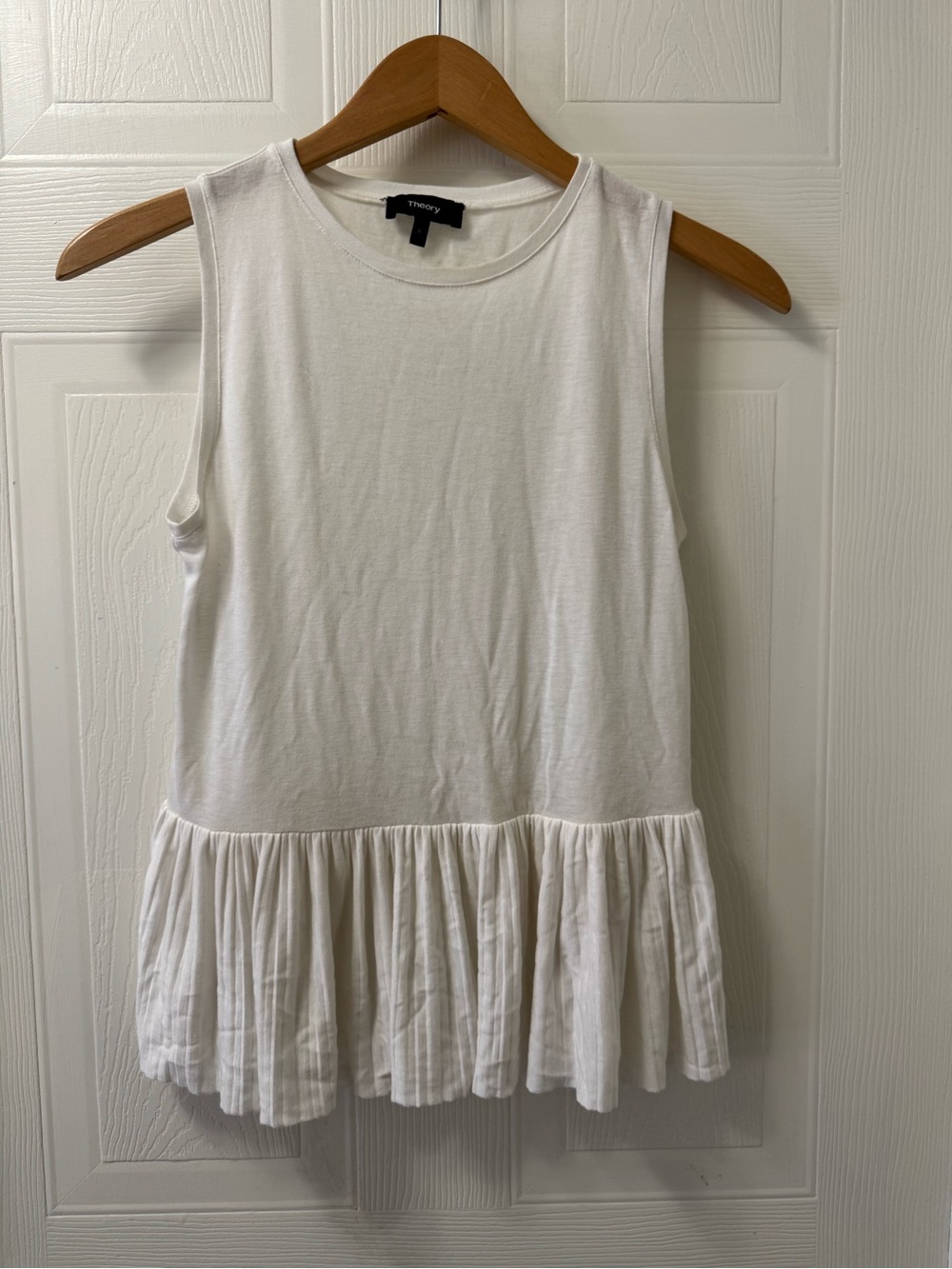Theory White Peplum Sleeveless Tank Top